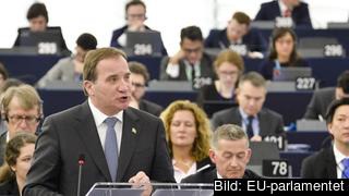 Statsminister Stefan Löfven (S) talar i EU-parlamentet. 