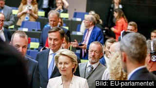 Ursula von der Leyen besöker den konservativa EPP-gruppen i EU-parlamentet, den enda som hittills uttryckt sitt stöd för den tyska försvarsministern som nästa kommissionsordförande. Arkivbild. Ursula von der Leyen besöker den konservativa EPP-gruppen i EU-parlamentet, den enda som hittills uttryckt sitt stöd för den tyska försvarsministern som nästa kommissionsordförande. Arkivbild.