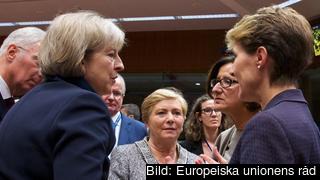 Inrikes och justitieministrar i diskussion under måndagens möte i Bryssel. Arkivbild. Inrikes och justitieministrar i diskussion under måndagens möte i Bryssel. Arkivbild.
