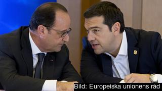 Frankrikes president François Hollande och Greklands premiärminister Alexis Tsipras. Arkivbild. Frankrikes president François Hollande och Greklands premiärminister Alexis Tsipras. Arkivbild.