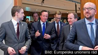 Den brittiske premiärministern David Cameron omgiven av bland annat statsminister Stefan Löfven. Arkivbild. Den brittiske premiärministern David Cameron omgiven av bland annat statsminister Stefan Löfven. Arkivbild.