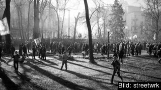 Protester i Kiev under tisdagen. Protester i Kiev under tisdagen.