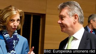 Den franska handelsministern Nicole Bricq diskuterar med EU:s handelskommissionär Karel De Gucht. Den franska handelsministern Nicole Bricq diskuterar med EU:s handelskommissionär Karel De Gucht.