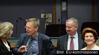 Fyra av de ex-kommissionärer som får övergångslön: Connie Hedegaard, Janez Potočnik, Siim Kallas och Androulla Vassiliou. Arkivbild. Fyra av de ex-kommissionärer som får övergångslön: Connie Hedegaard, Janez Potočnik, Siim Kallas och Androulla Vassiliou. Arkivbild.