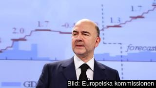 EU:s ekonomikommissionär Pierre Moscovici presenterar vinterns prognos över ekonomin i medlemsländerna. EU:s ekonomikommissionär Pierre Moscovici presenterar vinterns prognos över ekonomin i medlemsländerna.