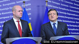 Statsminister Fredrik Reinfeldt (M) och EU-kommissionens ordförande José Manuel Barosso. Arkivbild.